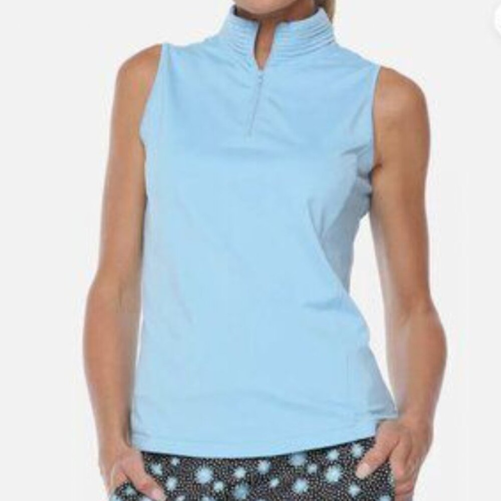 Belyn Key Mock Sleeveless Polo Tank Top